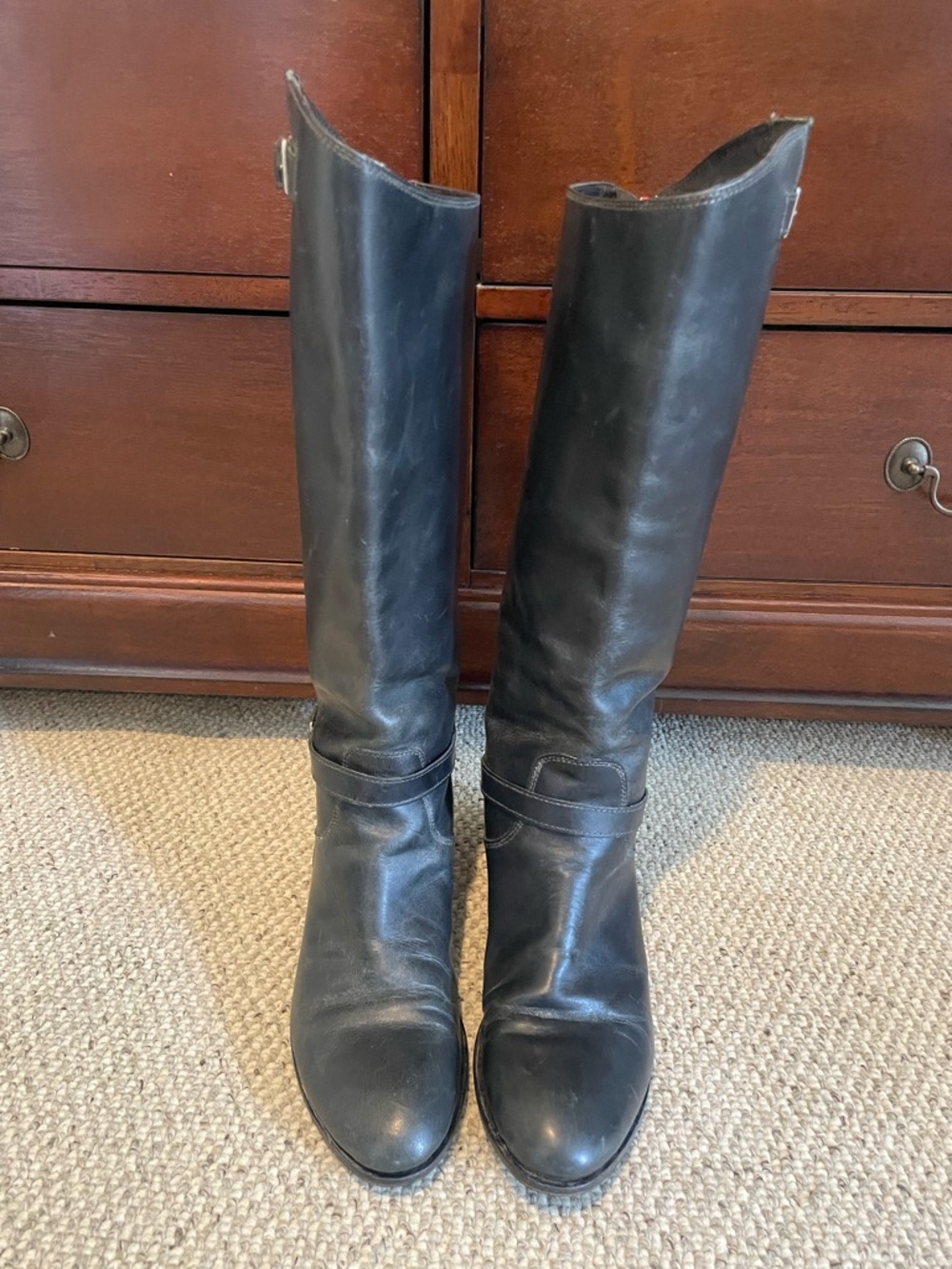 Charles David Black Leather Tall Riding Boots